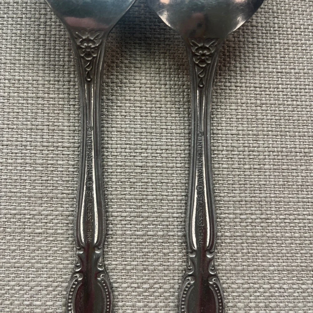 3 Sets of Serving Utensils (Spoons and Forks) Silver Stainless Steel Mixed‎ Lot